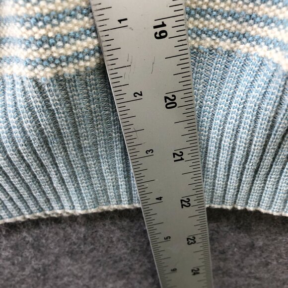 Vintage Sweater Vest Womens M Kangaroo Embroidered V-Neck Cream Blue Striped - Picture 6 of 7